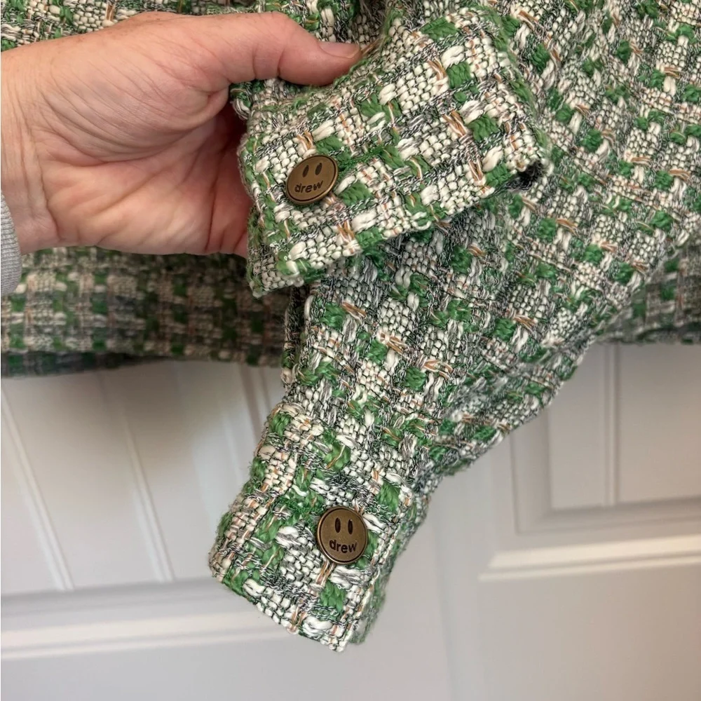 Drew House Infinite Joy Boucle Trucker Jacket in green size medium